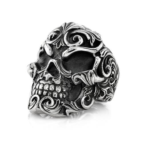 Room101 07 Filigree Skull Ring In Silver