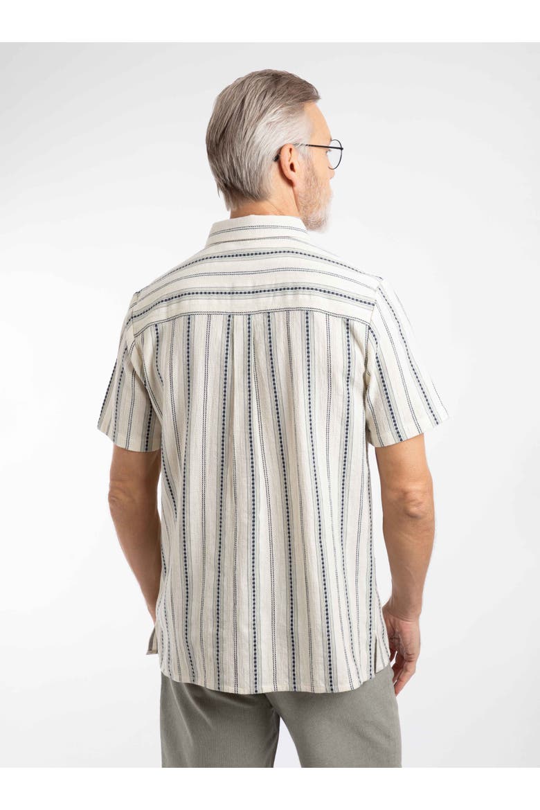 Madoc Woven Short Sleeve Striped Shirt, Alternate, color, Dusty White