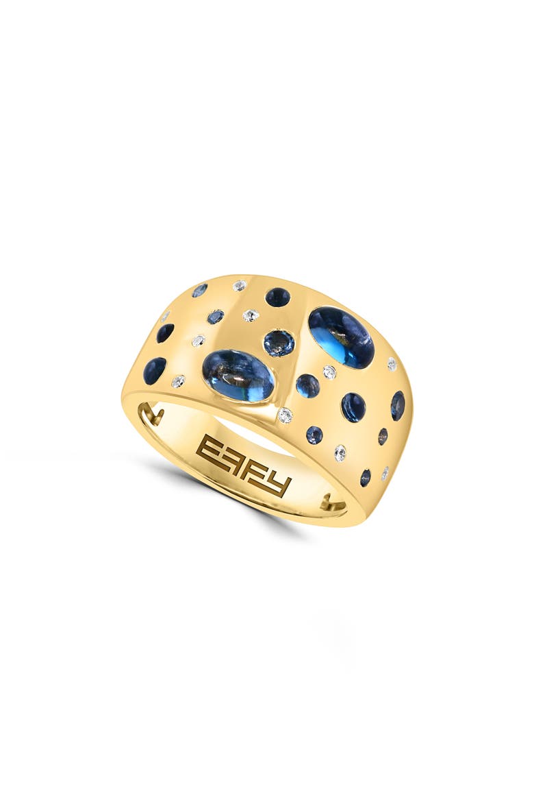 Gold Plated Sterling Silver Statement Ring, Main, color, BLUE