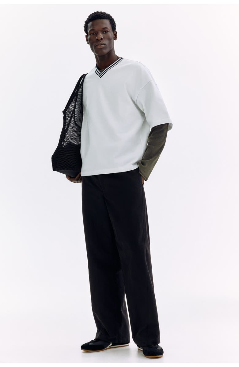 H&M Relaxed Fit Twisted Trousers, Alternate, color, Black