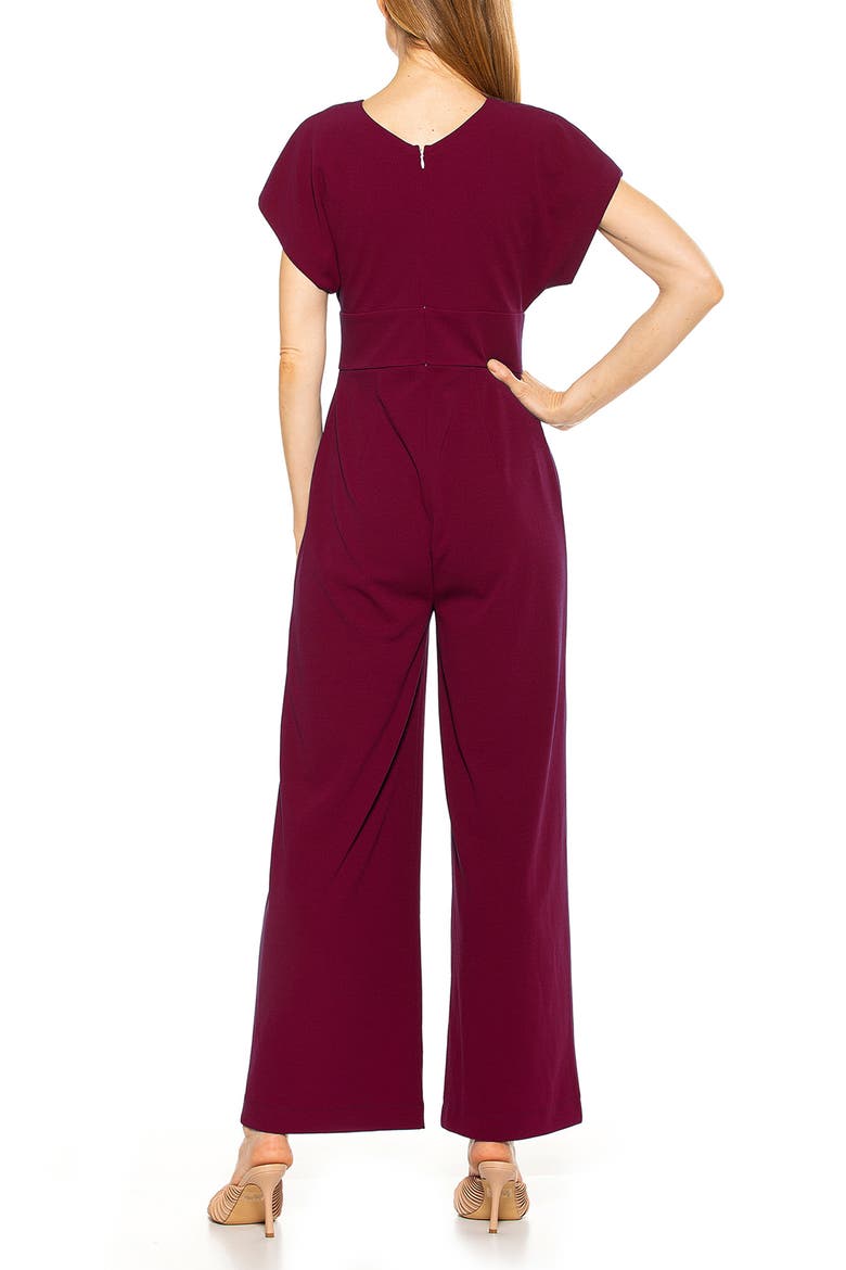 Surplice Wide Leg Jumpsuit, Alternate, color, BURGUNDY