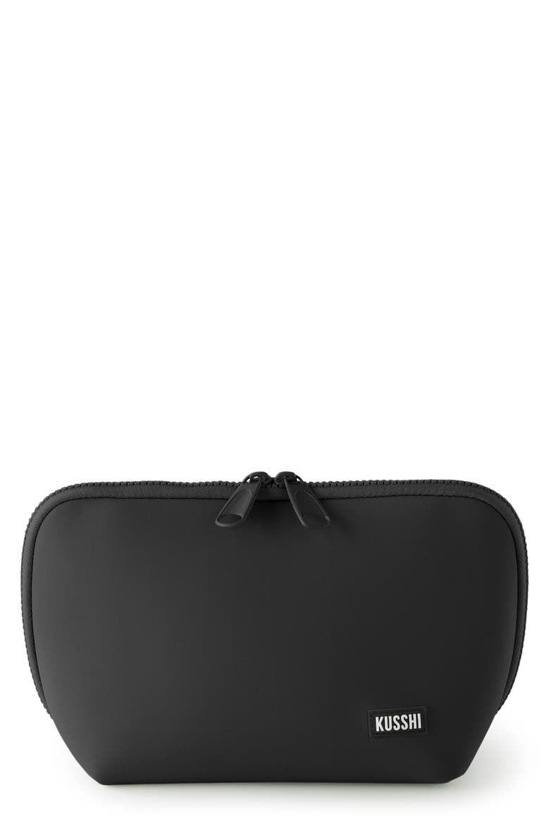 Neoprene Makeup Bag, Main, color, BLACK/ PINK