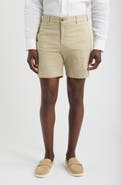 Berle Solid Linen Look Flat Front Cotton Shorts
