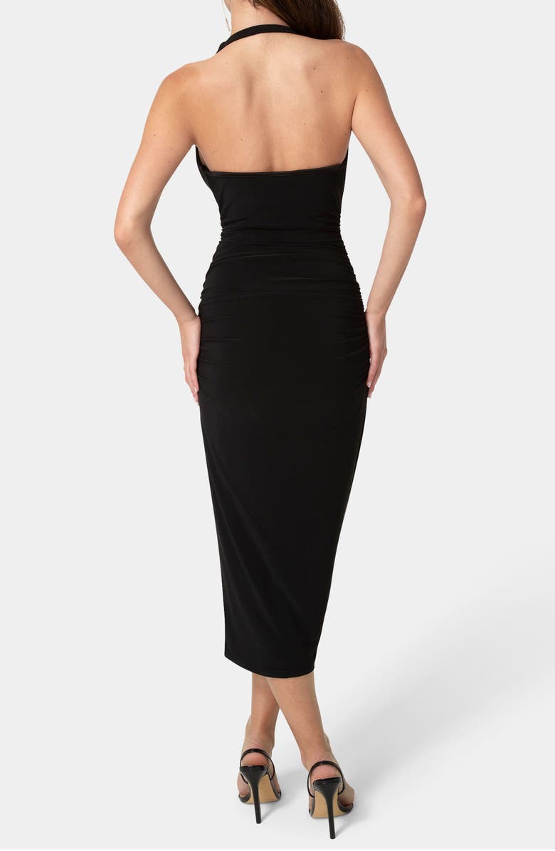 bebe Sah Cowl Neck Body-Con Dress, Alternate, color, Black