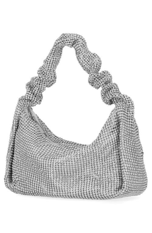 Jessica Mcclintock Tillie Rhinestone Mesh Shoulder Bag In Silver