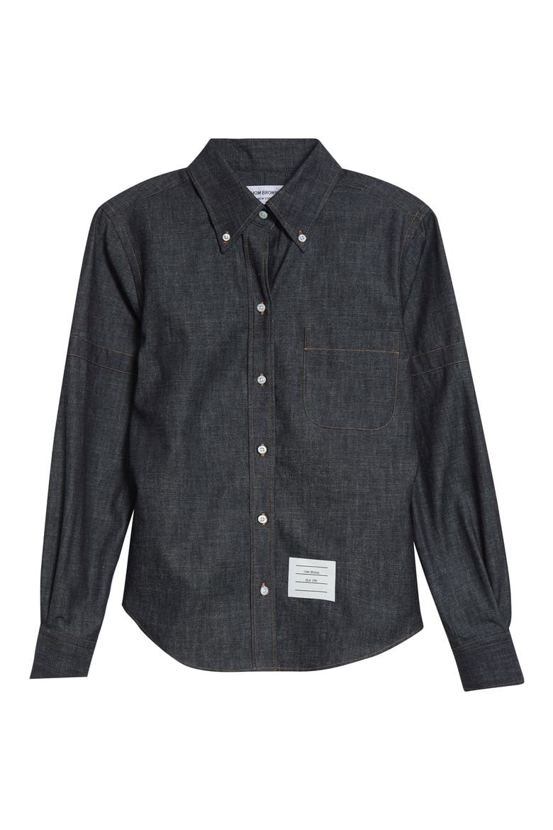 Denim Button-Down Shirt, Alternate, color, NAVY