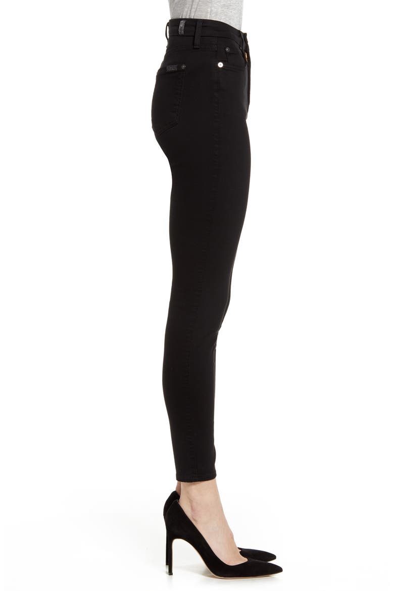 7 For All Mankind® High Waist Ankle Skinny Jeans, Alternate, color, BAIRBLACK