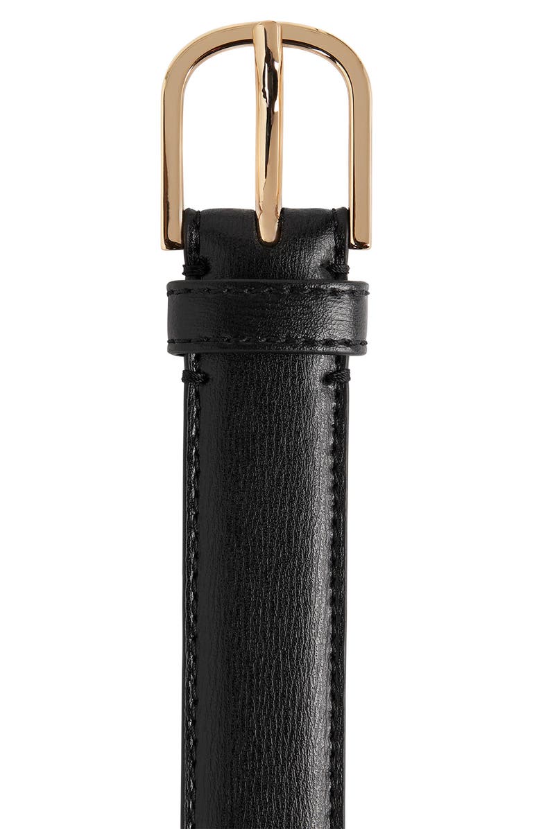 TOTEME Slim Leather Belt, Alternate, color, Black