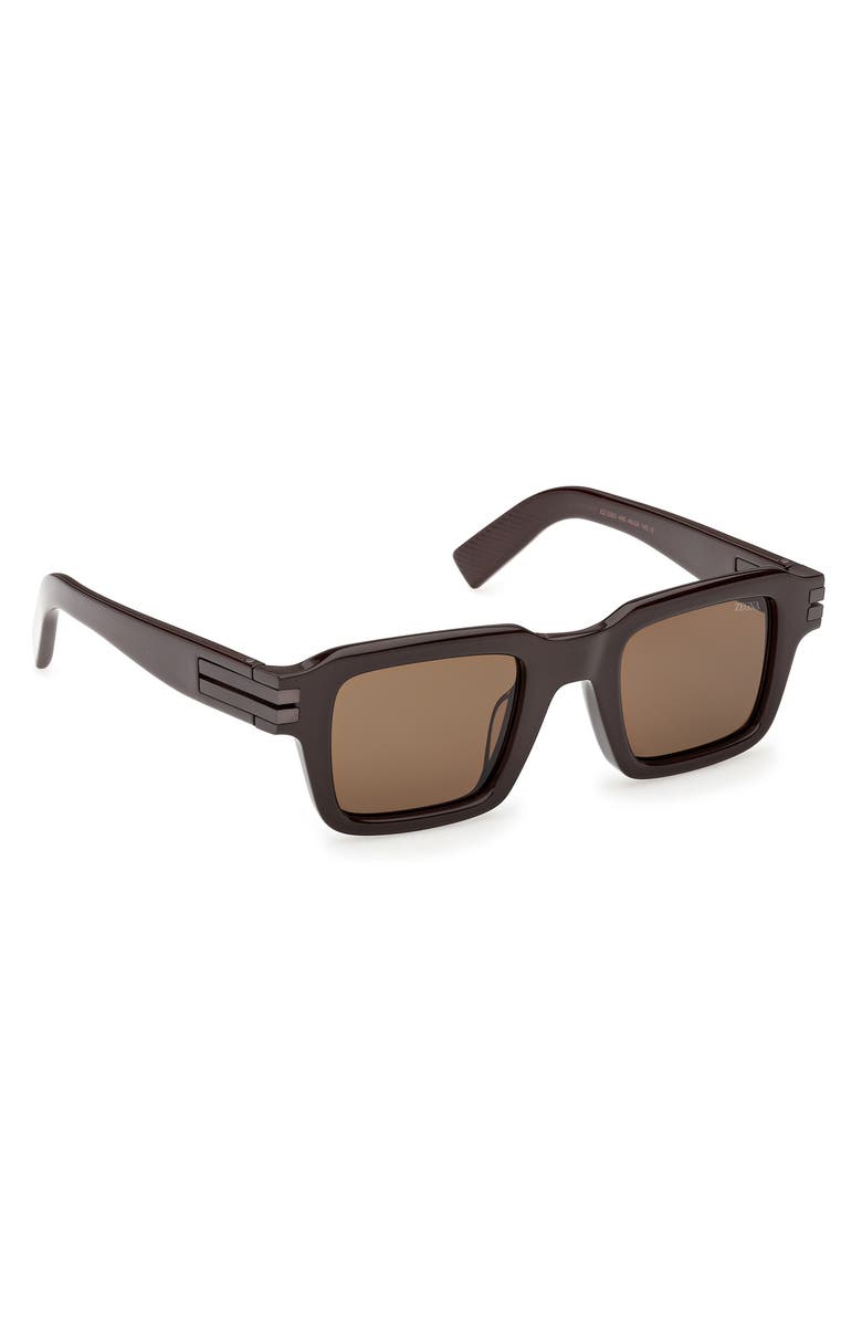 ZEGNA 48mm Square Sunglasses, Alternate, color, Brown/ Gunmetal Trim/ Roviex