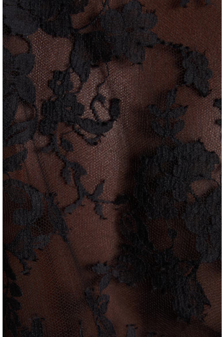 Puff Sleeve Sheer Floral Lace Shirt, Alternate, color, BLACK