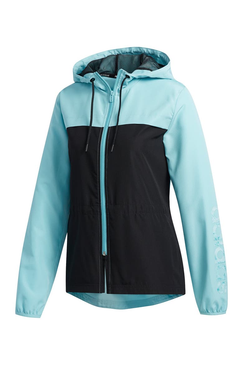 Primeblue Colorblock Zip Hoodie, Main, color, BLUE SPIRIT/BLACK
