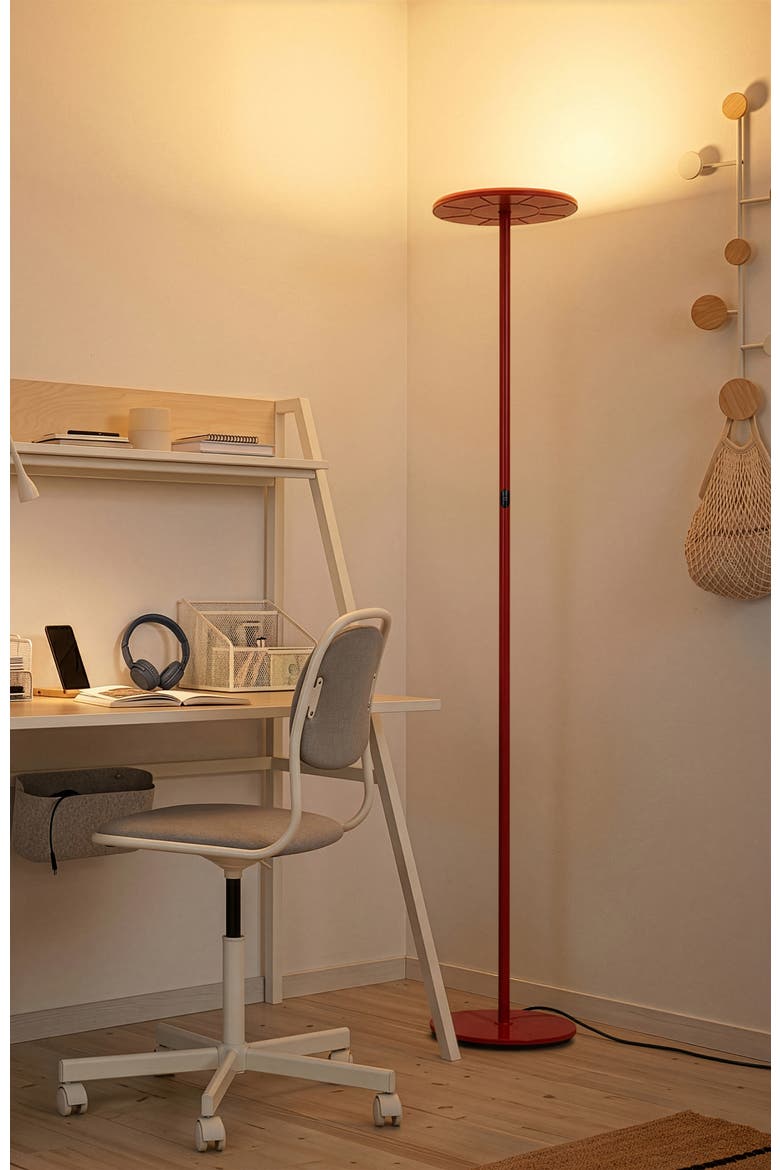 Sky 65" Modern LED Torchiere Floor Lamp with Adjustable Shade, Alternate, color, Red