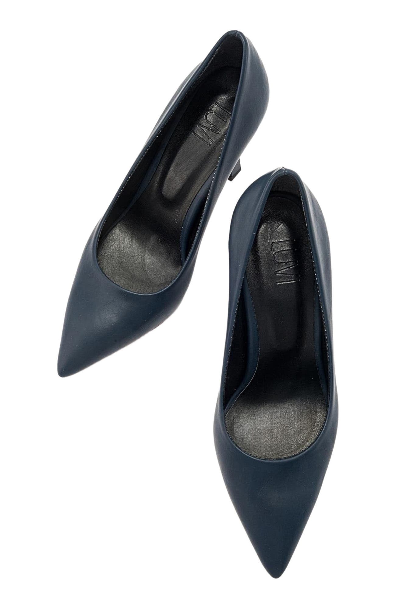 Forest Pointed Toe Pump, Alternate, color, Navy Faux Leather