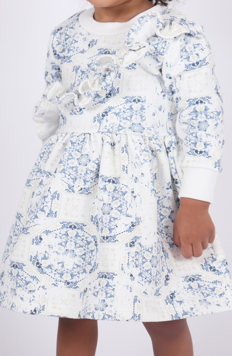 TINY TRIBE Ornate Ruffle Long Sleeve Dress, Alternate, color, 