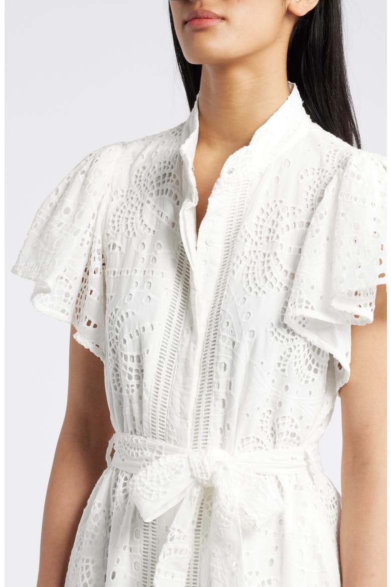 Isabella Cotton Eyelet Maxi Shirtdress, Alternate, color, WHITE