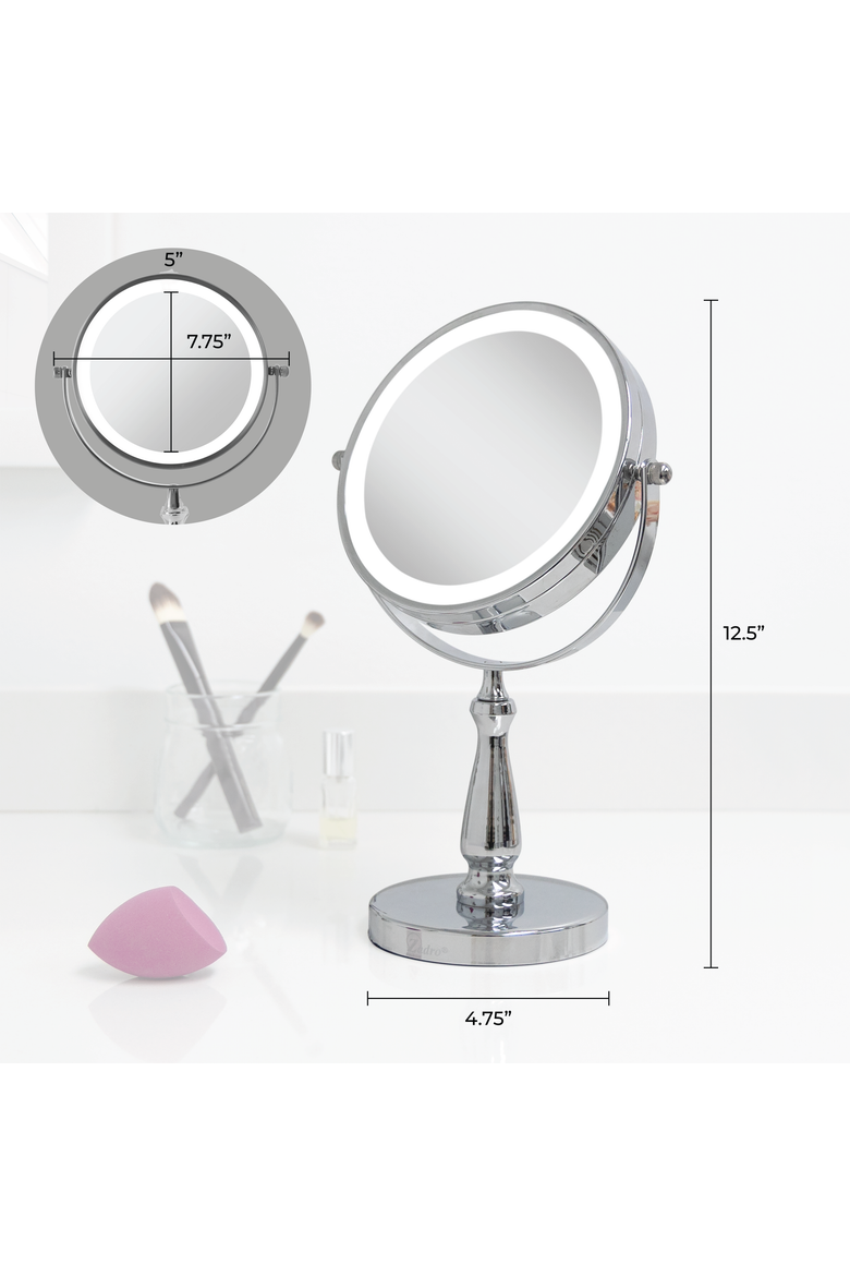 Lighted Makeup Mirror with 8X/1X Magnifications, Alternate, color, Chrome