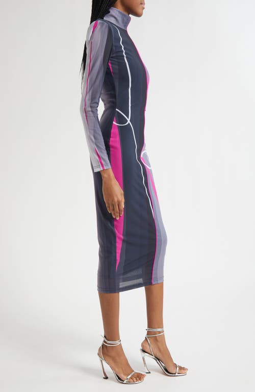 Israella Kobla Neeta Stripe Long Sleeve Midi Dress In Blue