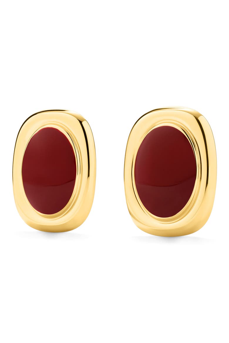 Bold Oval Statement Earrings, Alternate, color, GOLD/ RED