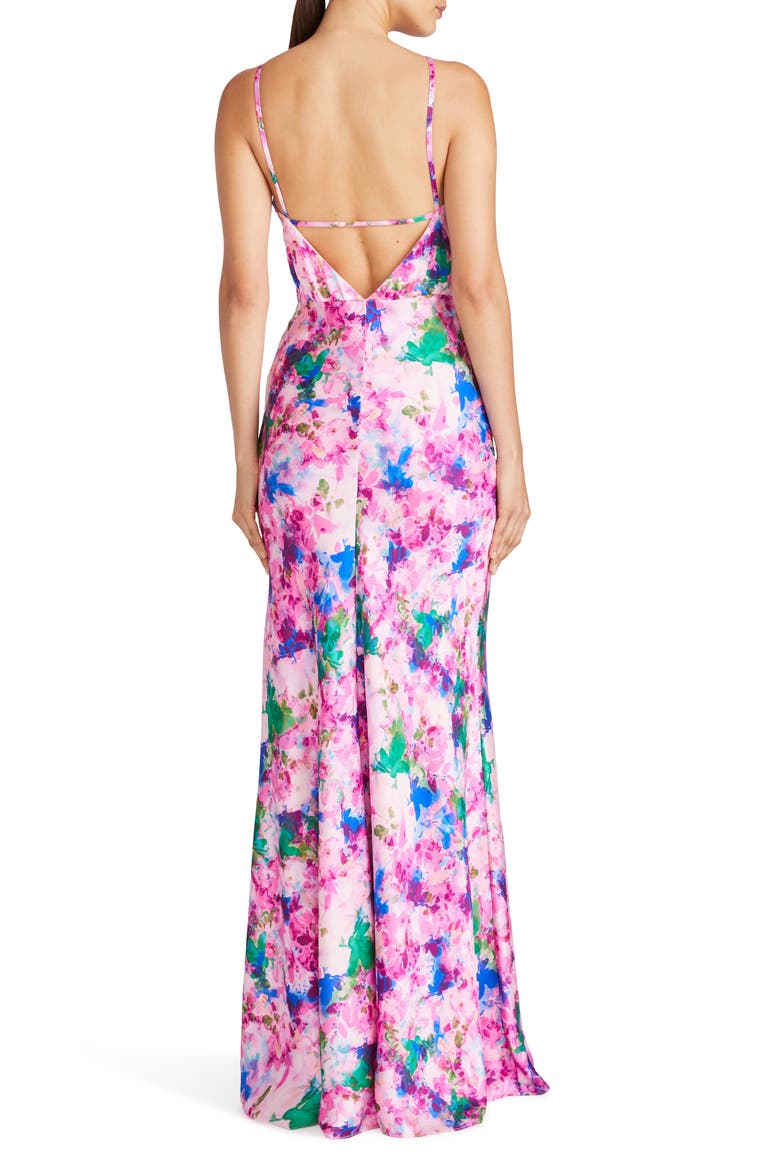 ml monique lhuillier suzette satin maxi dress ML Monique Lhuillier Suzette Abstract Satin Maxi Dress