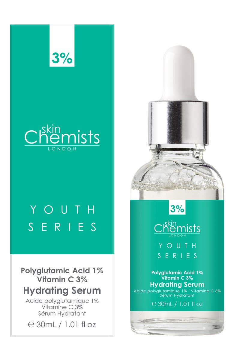 SKINCHEMISTS Polyglutamic Acid & Vitamin C Hydrating Serum - 30ml, Main, color, 