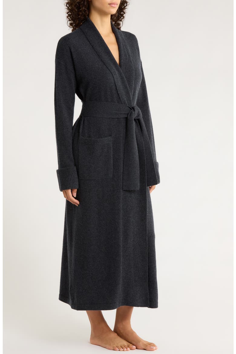 Cashmere Robe, Alternate, color, DARK CHARCOAL HEATHER