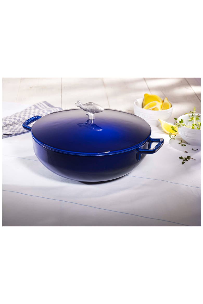 5-Quart Enameled Cast Iron Bouillabaisse Pot, Alternate, color, DARK BLUE
