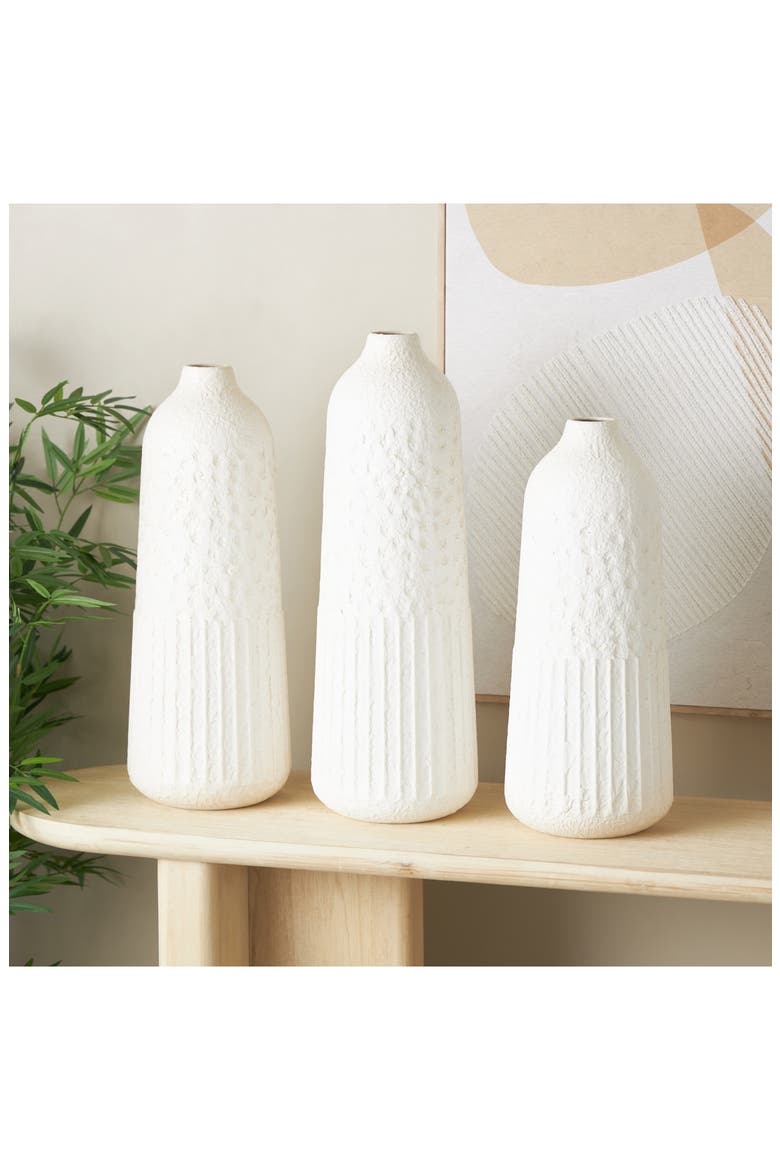 Set of 3 Vase Set, Alternate, color, WHITE