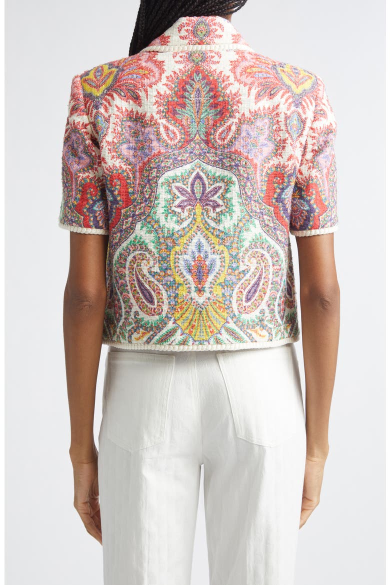 Paisley Short Sleeve Crop Jacket, Alternate, color, PRINT ON WHITE BASE