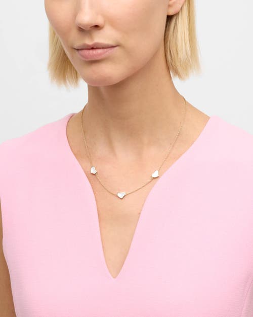Jan Leslie Triple Station Heart 20" Necklace Set In Sterling Silver With 18k Gold Overlay In White