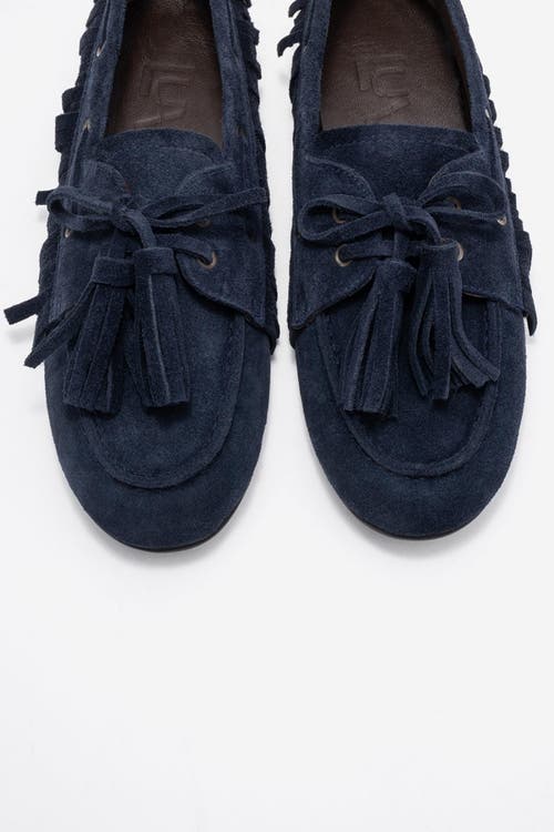 Forever & Always Shoes Fenora Leather Tassel Loafer In Blue