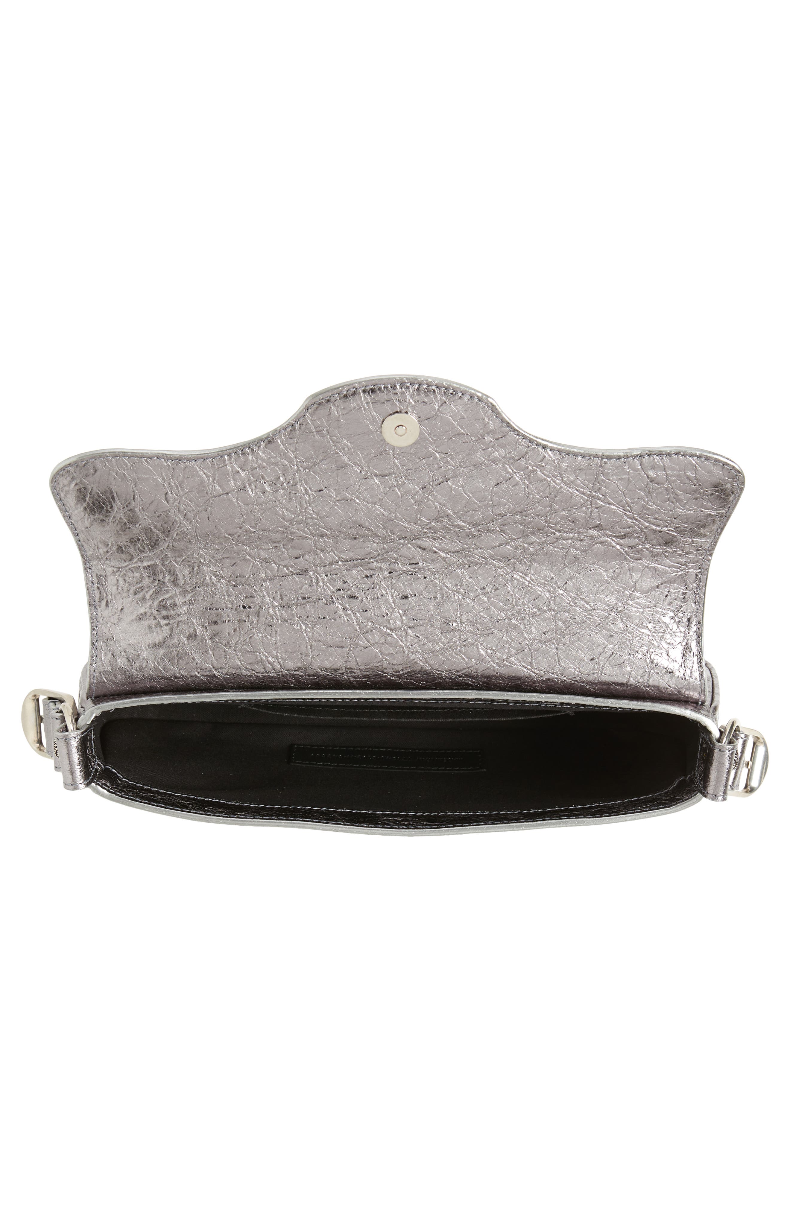Small Le Cagole Metallic Leather Shoulder Bag, Alternate, color, SILVER