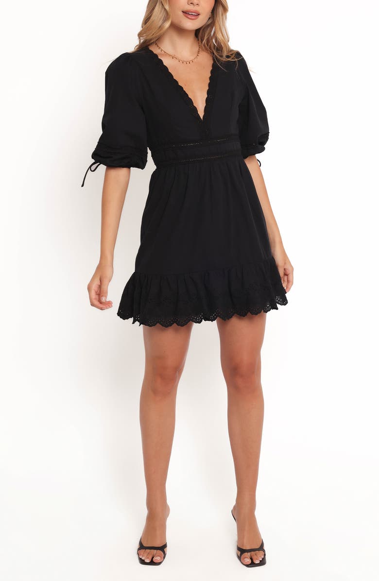 Petal & Pup Estella Lace Trim Minidress, Main, color, Black