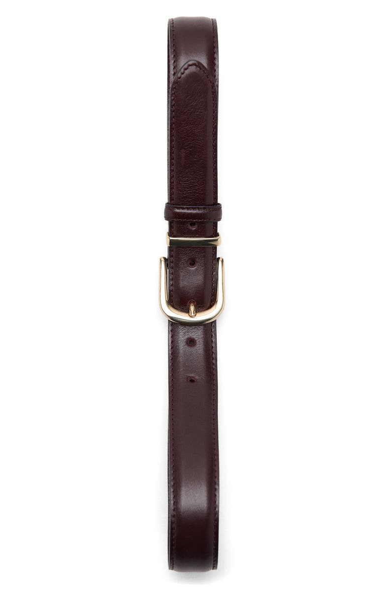MANGO Leather Belt, Alternate, color, Burgundy