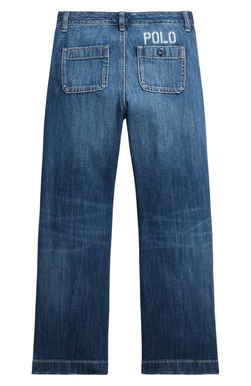 Polo Ralph Lauren Kids' Wide Leg Denim Jeans In Brown