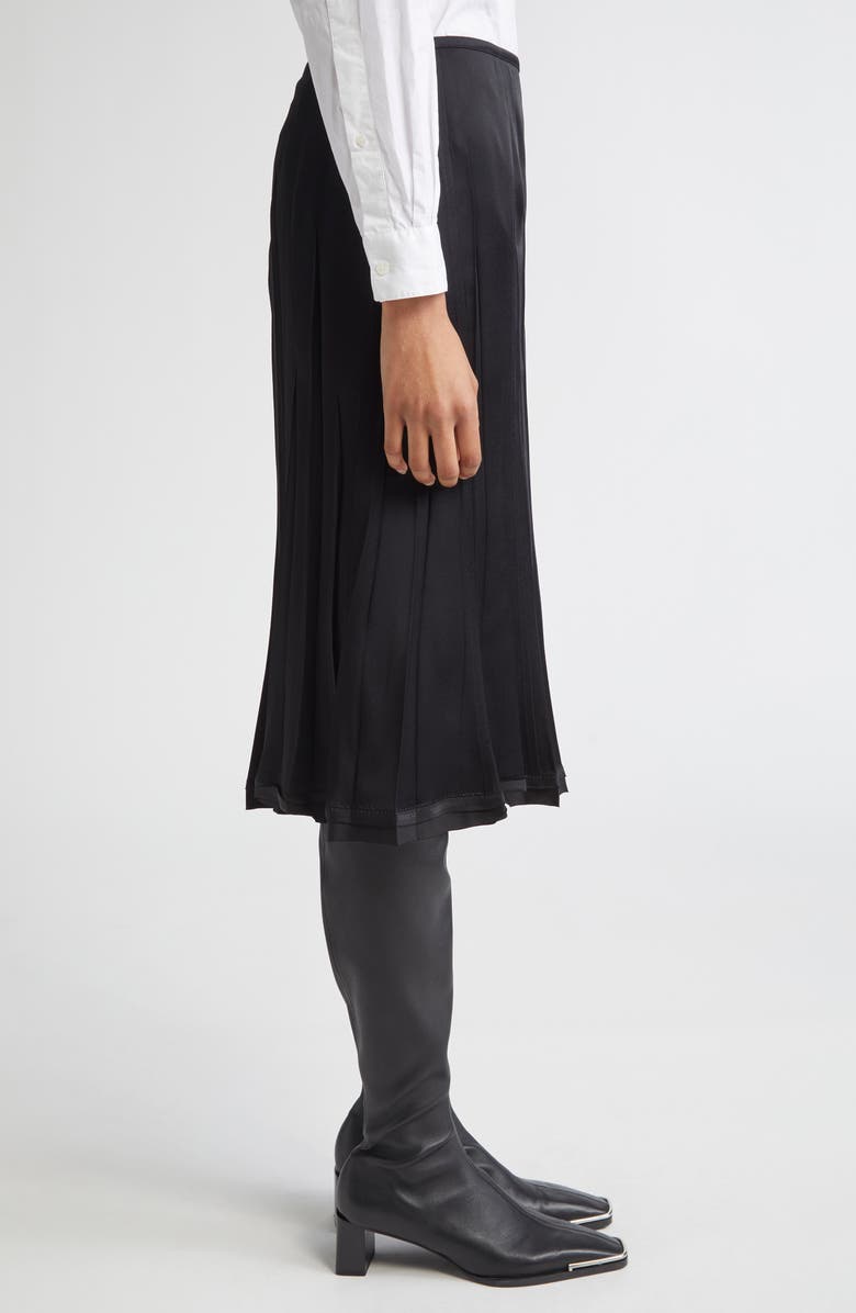 Jil Sander Envers Pleat Detail Raw Hem Satin Skirt, Alternate, color, Black