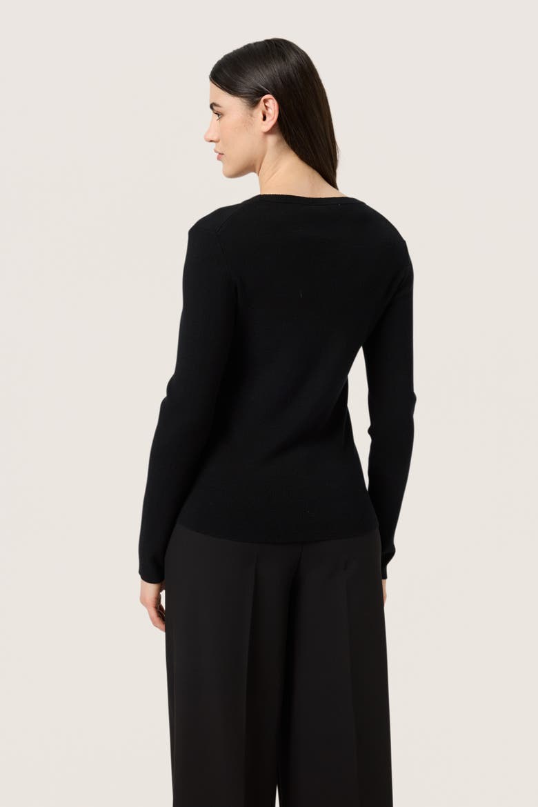 SLSina Round Neck Slim Fit Pullover, Alternate, color, Black