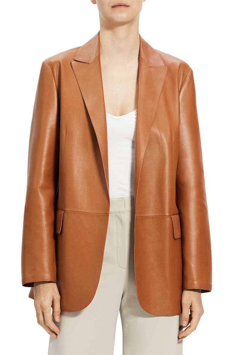 Relaxed Leather Jacket, Main, color, CHESTNUT