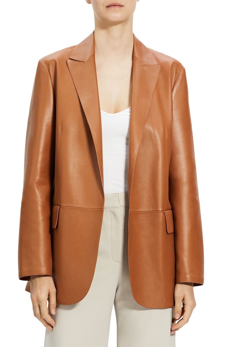 Theory Relaxed Leather Jacket, Main, color, 