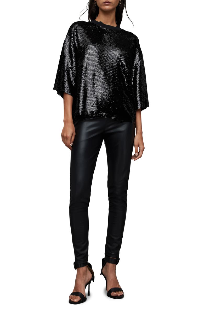 AllSaints Juela Sequin T-Shirt, Alternate, color,