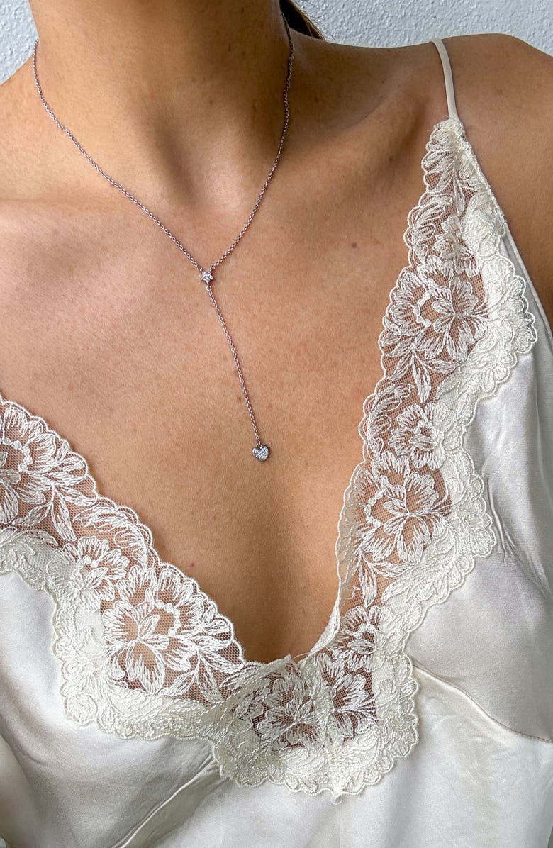 Adornia Pendant Lariat Necklaces & Halo Teardrop Stud Earrings Set, Alternate, color, Silver