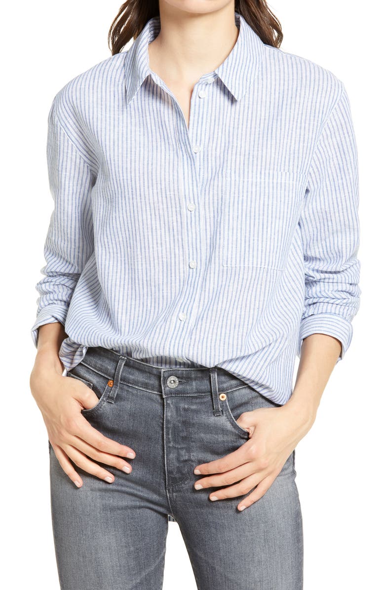 Treasure & Bond Stripe Dobby Shirt, Main, color,