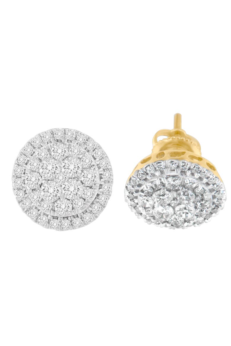 10K Yellow Gold 1.5 cttw Round Cut Diamond Earrings, Alternate, color, Yellow