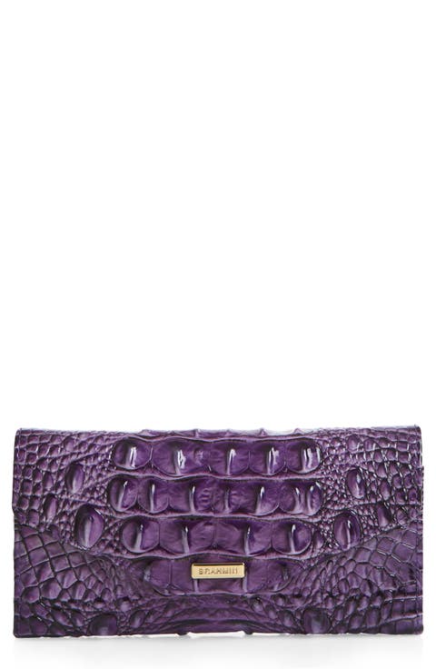 Veronica Melbourne Croc Embossed Leather Envelope Wallet