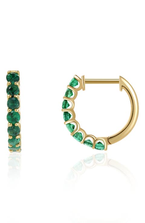Emerald Huggie Hoop Earrings