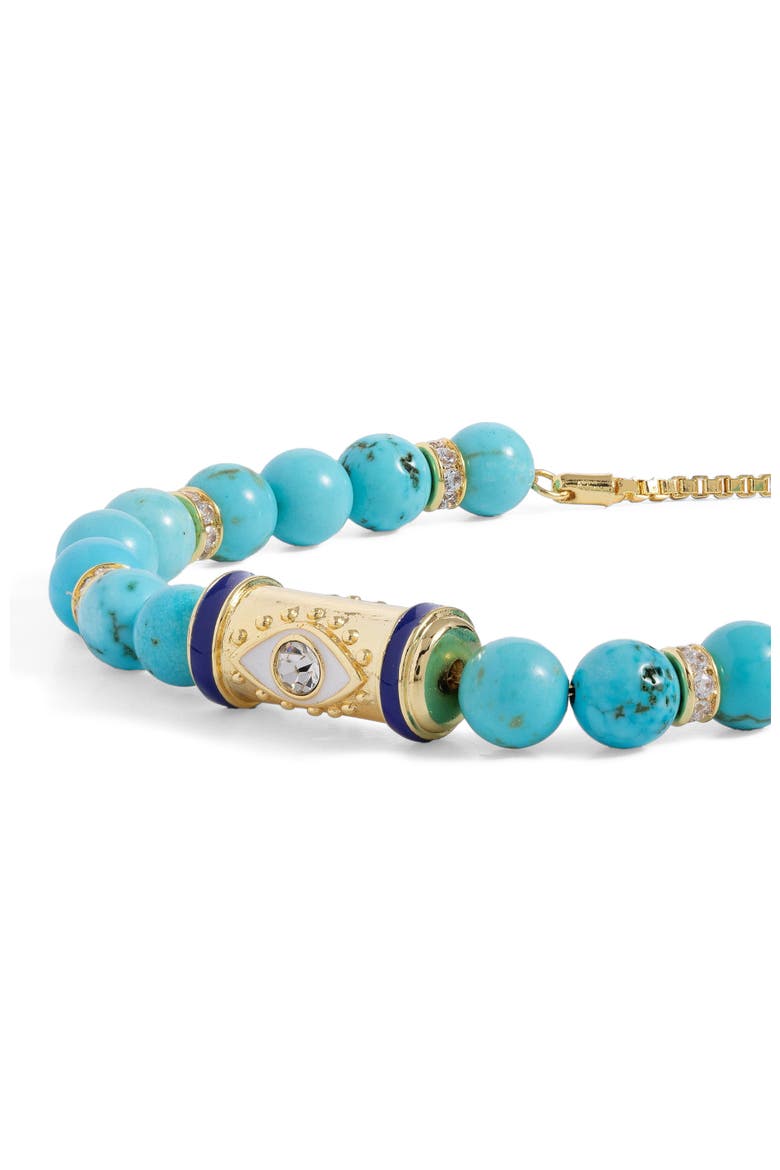 Evil Eye Bead Bolo Bracelet, Alternate, color, Gold