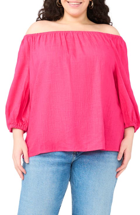 Off the Shoulder Puff Sleeve Top (Plus)