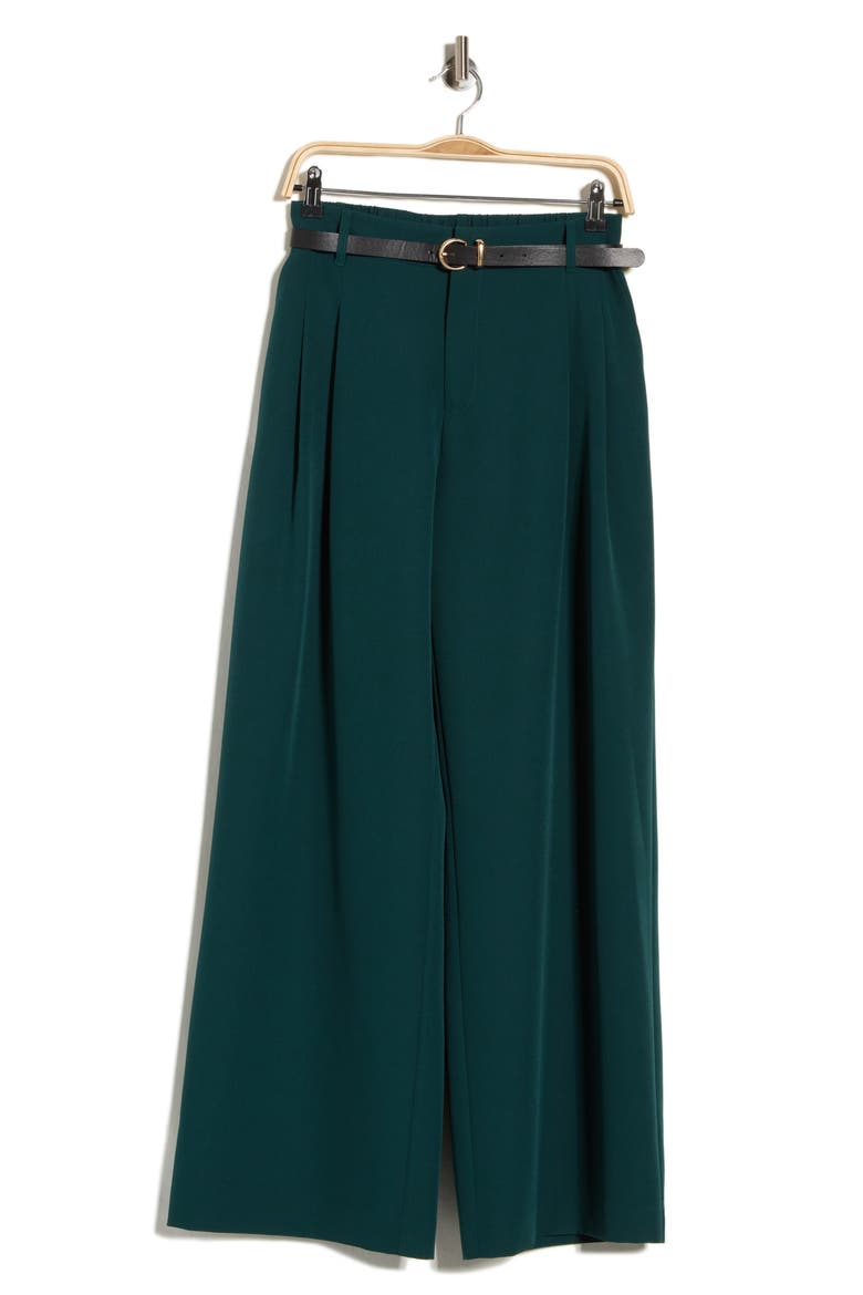 Double Pleat Wide Leg Pants, Alternate, color, EMERALD GREEN