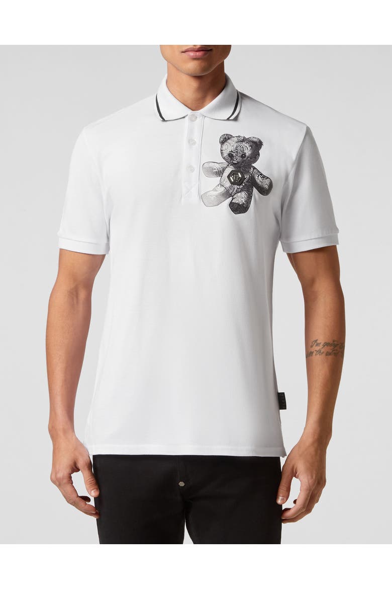 Polo Shirt Paisley Men, Main, color, white/black