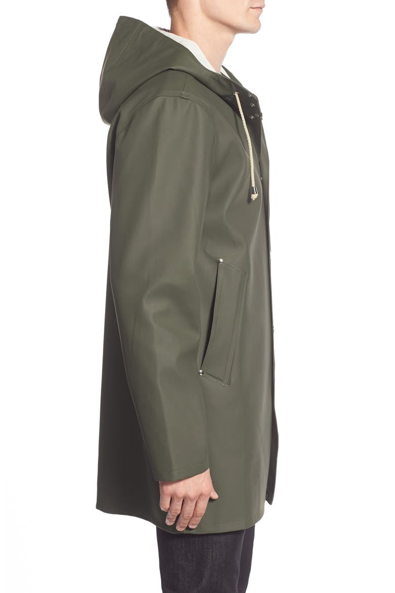 Stockholm Long Sleeve Hooded Raincoat, Alternate, color, GREEN