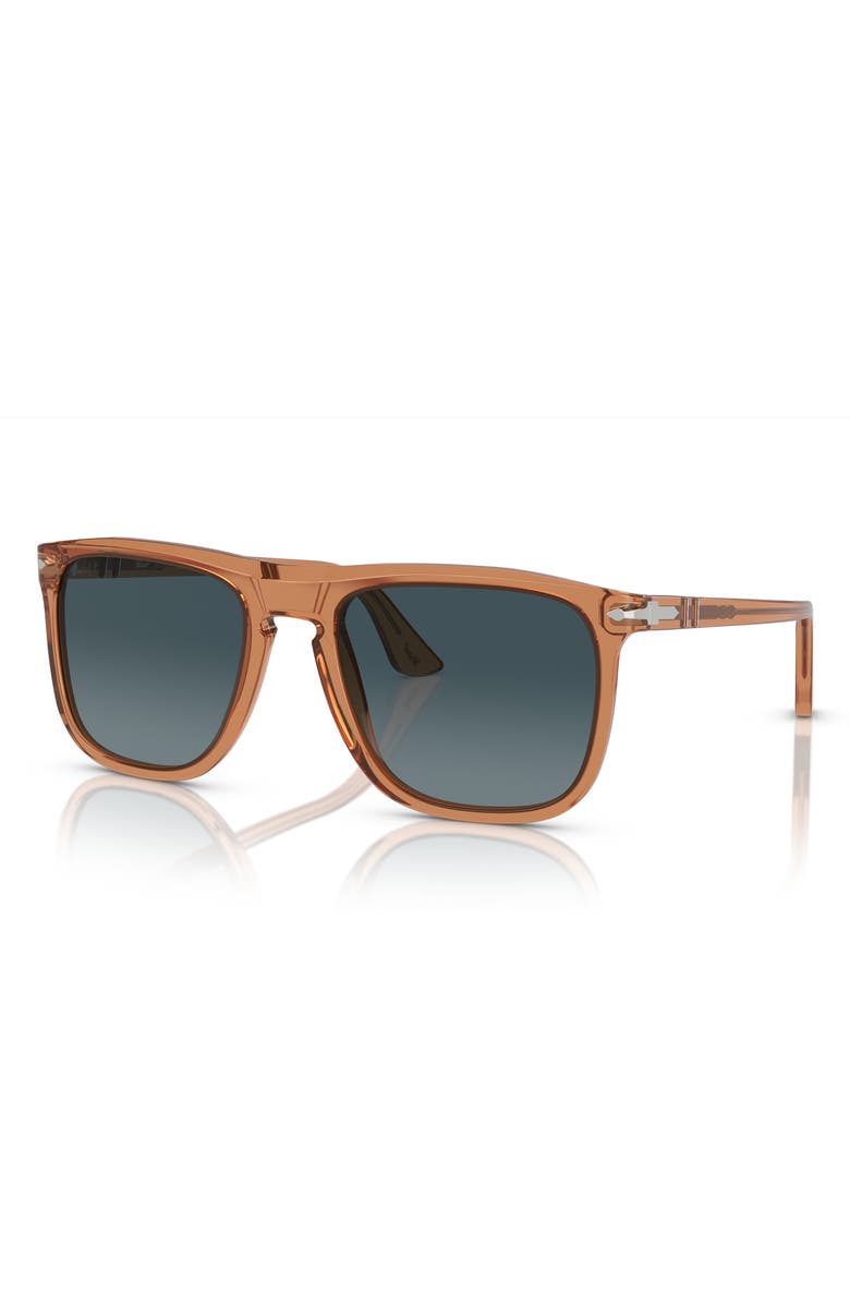 Persol 57mm Polarized Pilot Sunglasses, Alternate, color, Transparent Brown/ Grey